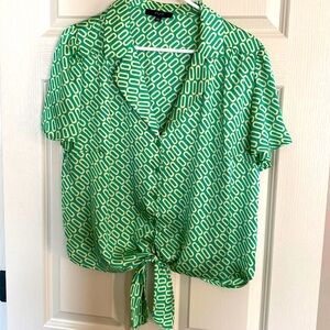 Green silky top